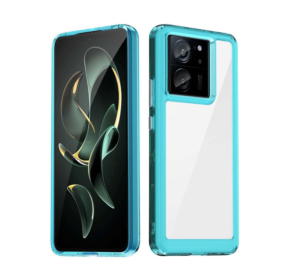 GOKEN prozirna maska za Xiaomi 13T / 13T Pro – TPU + PC, plavi rub