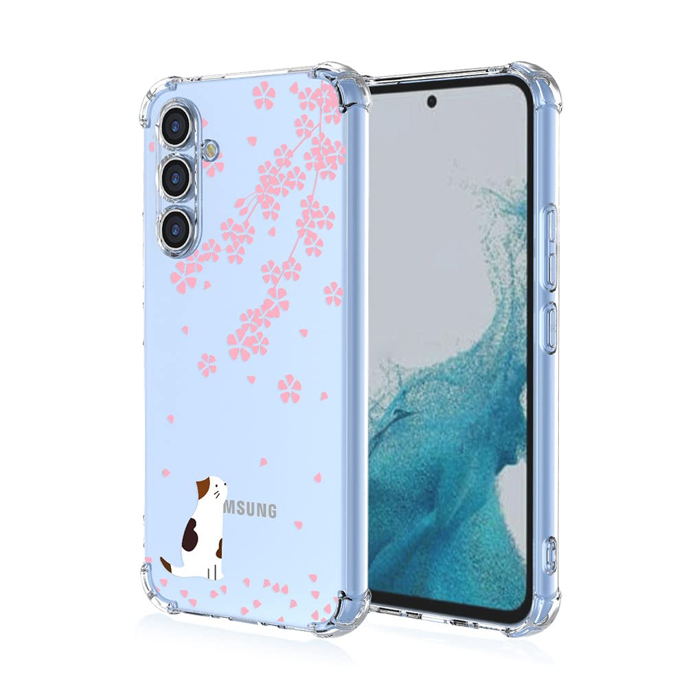 HAOYE ovitek za Samsung Galaxy A14 4G - Prozoren TPU, Mačka Sakura