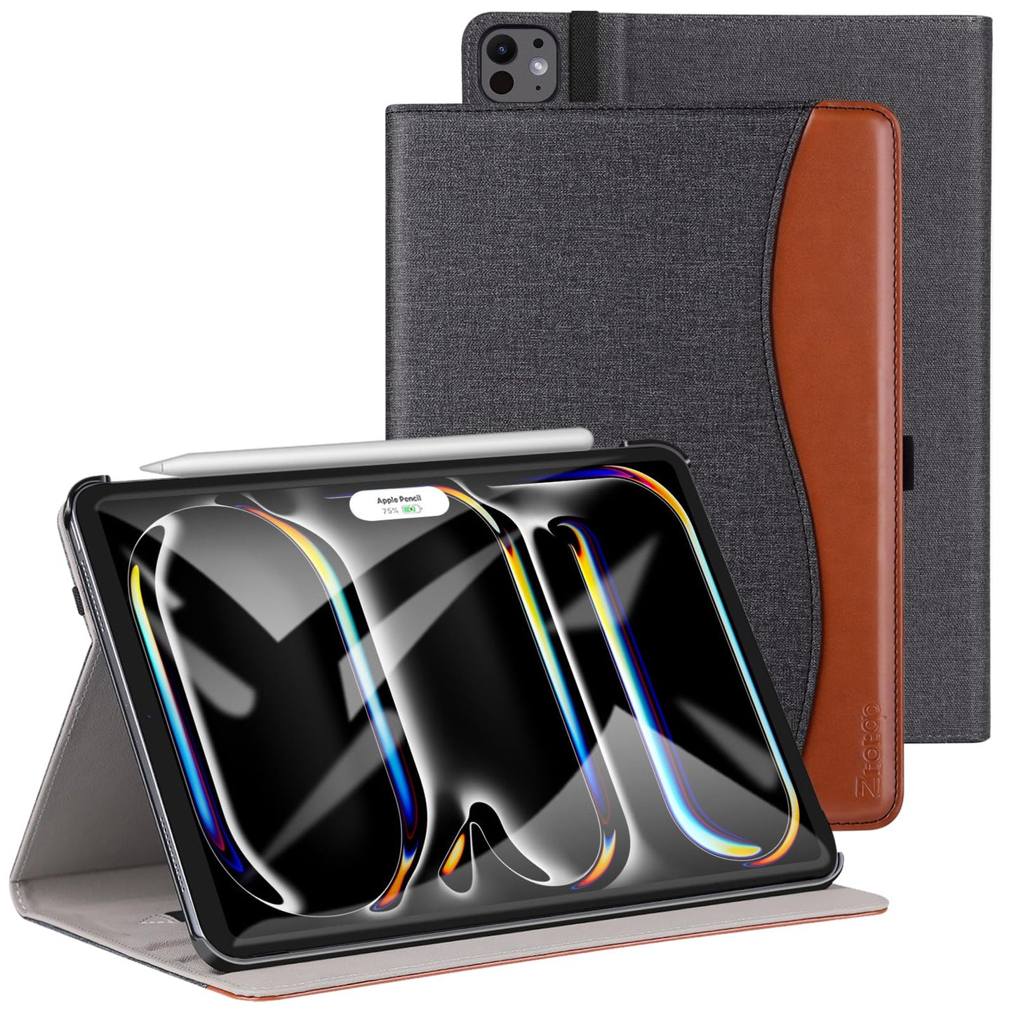 ZtotopCases ovitek za iPad Pro 13 (2024) – stojalo, žep, Pencil držalo, auto sleep/wake, umetno usnje