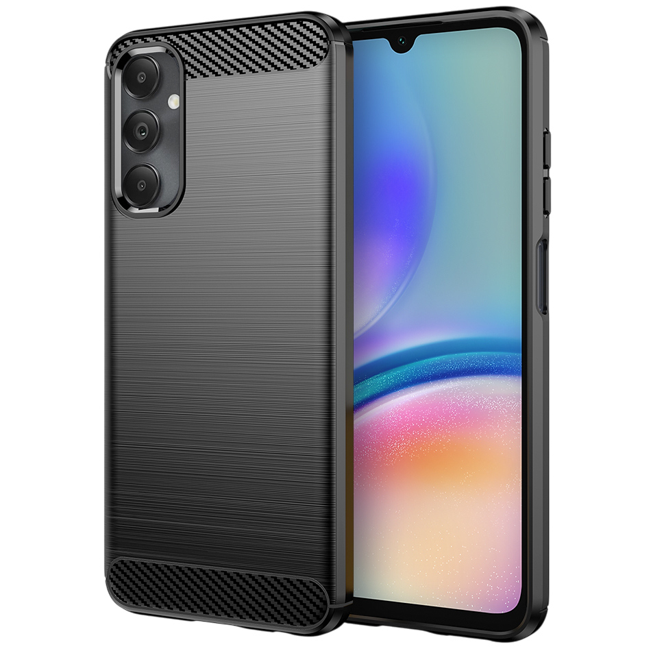 Ovitek za telefon "carbon" za Samsung Galaxy A05s – Infostyle – Črna / Naravno usnje + TPU silikon