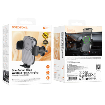 Borofone BH221 Path – automobilski držač s bežičnim punjenjem za telefone 4,5–7"