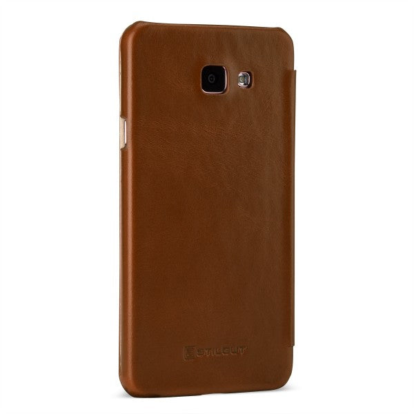 StilGut kožna preklopna torbica „Book Type“ za Samsung Galaxy A7 (2016) – konjak smeđa, bez kopče
