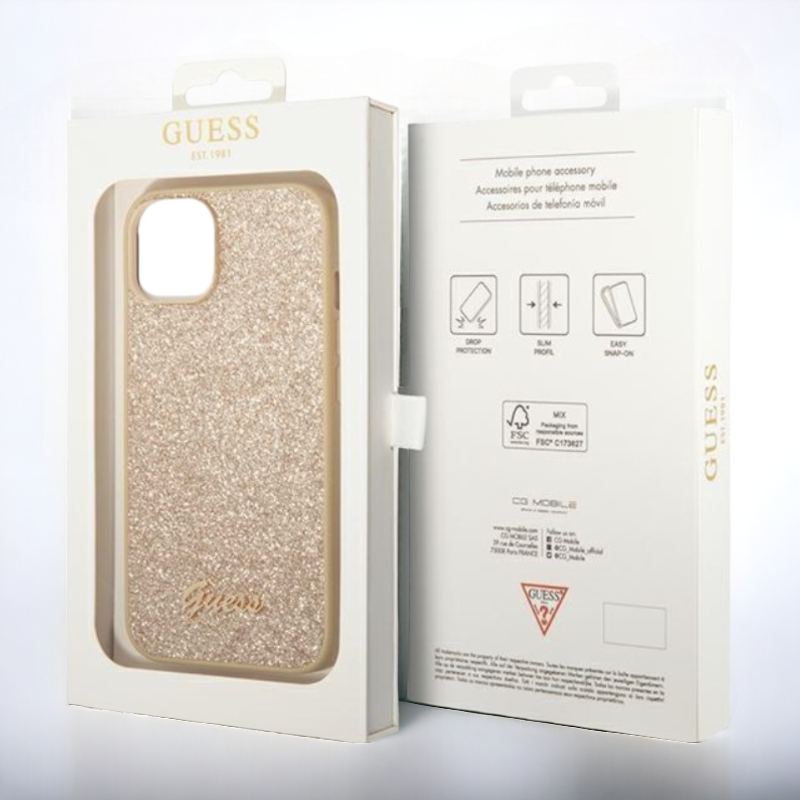 Ovitek Guess "Glitter Gold" za iPhone 14 Pro Max (GUHCP14XHGGSHD)
