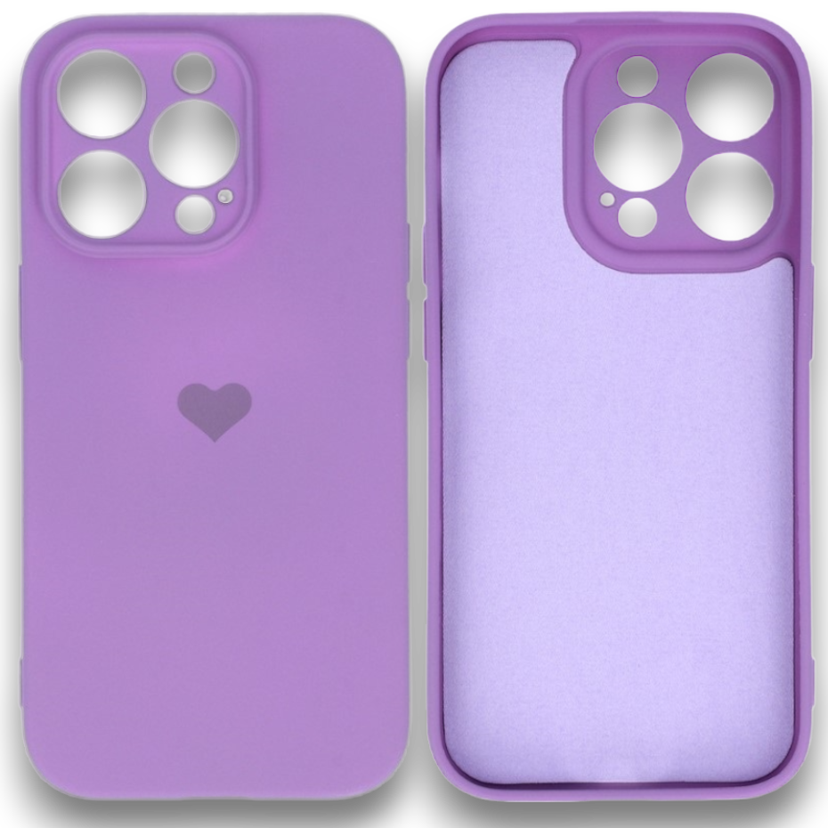 Silikonski ovitek "Heart" za iPhone 14 Pro Max - Vijolična – Vennus