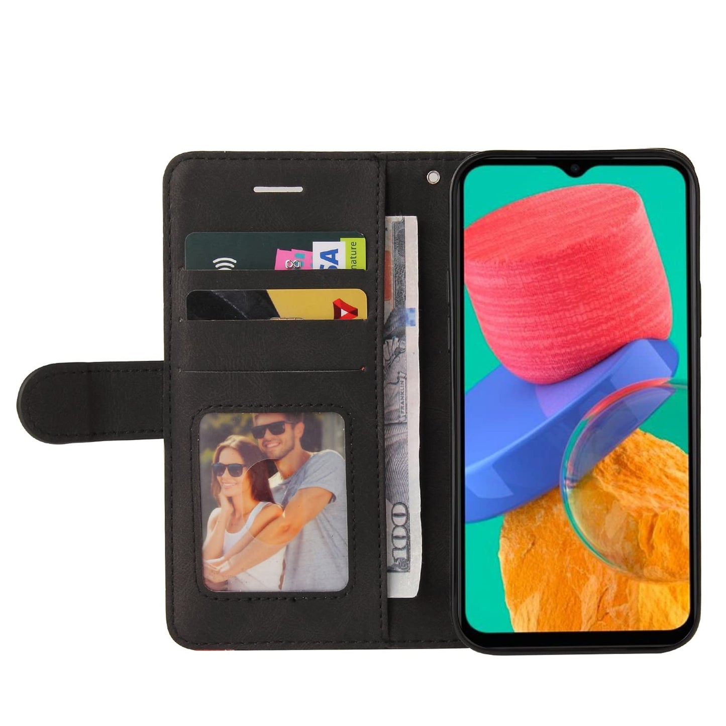 Preklopna torbica za Samsung Galaxy M33 5G iz umetnega usnja – črna