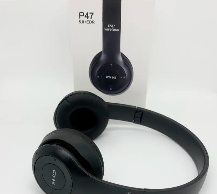 P47 Super Bass bežične sklopive Bluetooth slušalice s mikrofonom – crne