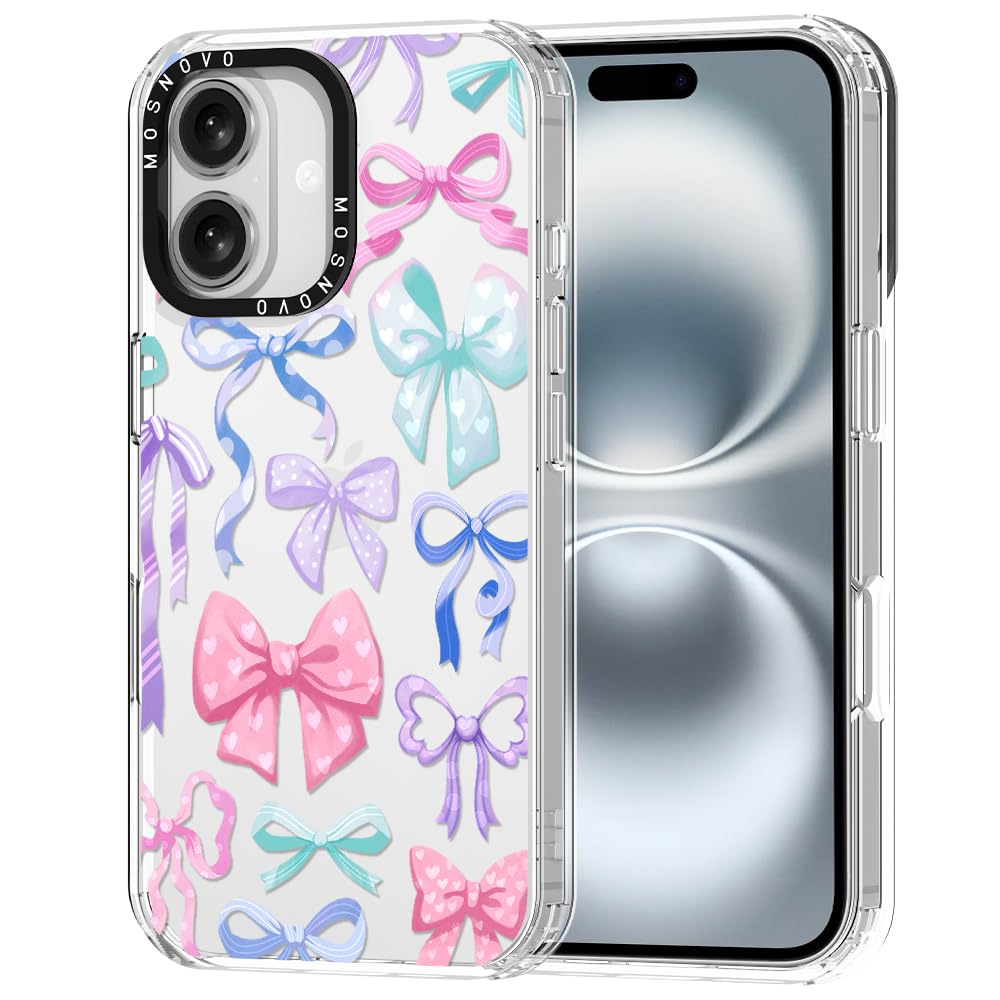 MOSNOVO ovitek za iPhone 16 Plus Bows zaščitni ovitek z vzorcem pentelj
