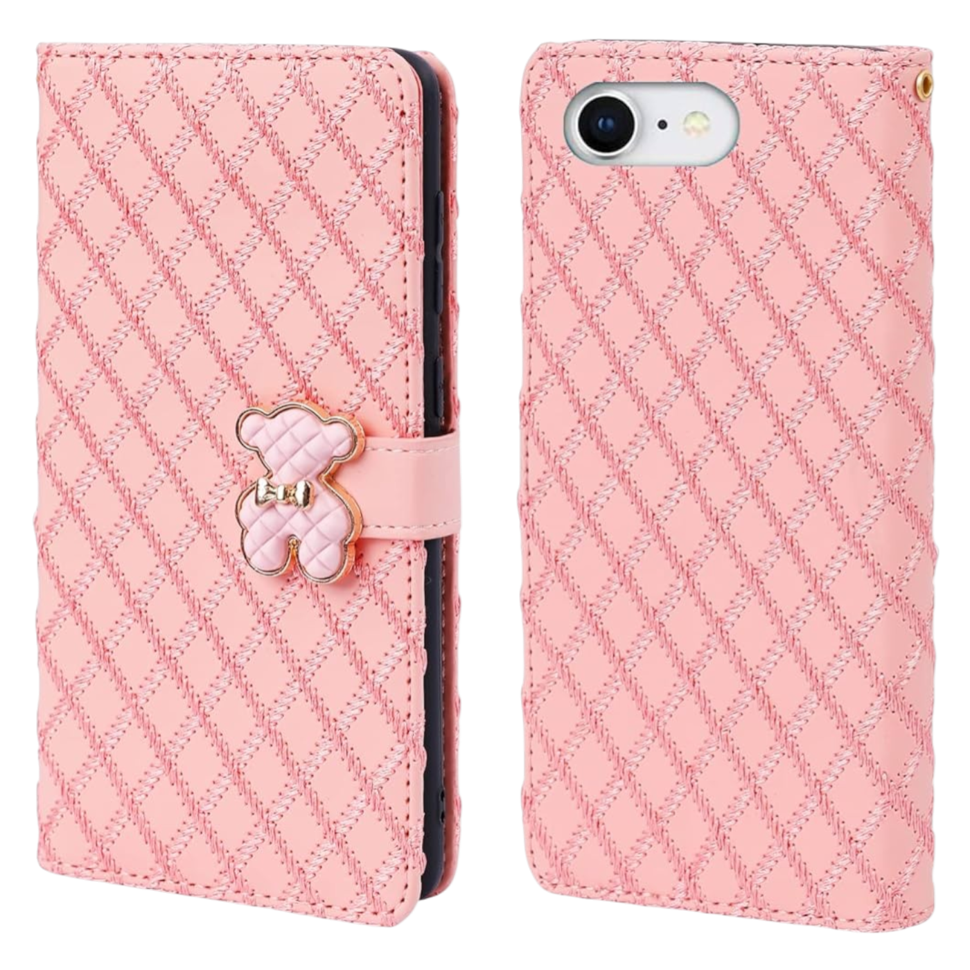 Preklopna torbica Teddy Bear za iPhone 7 / 8 / SE 2020 – ružičasta