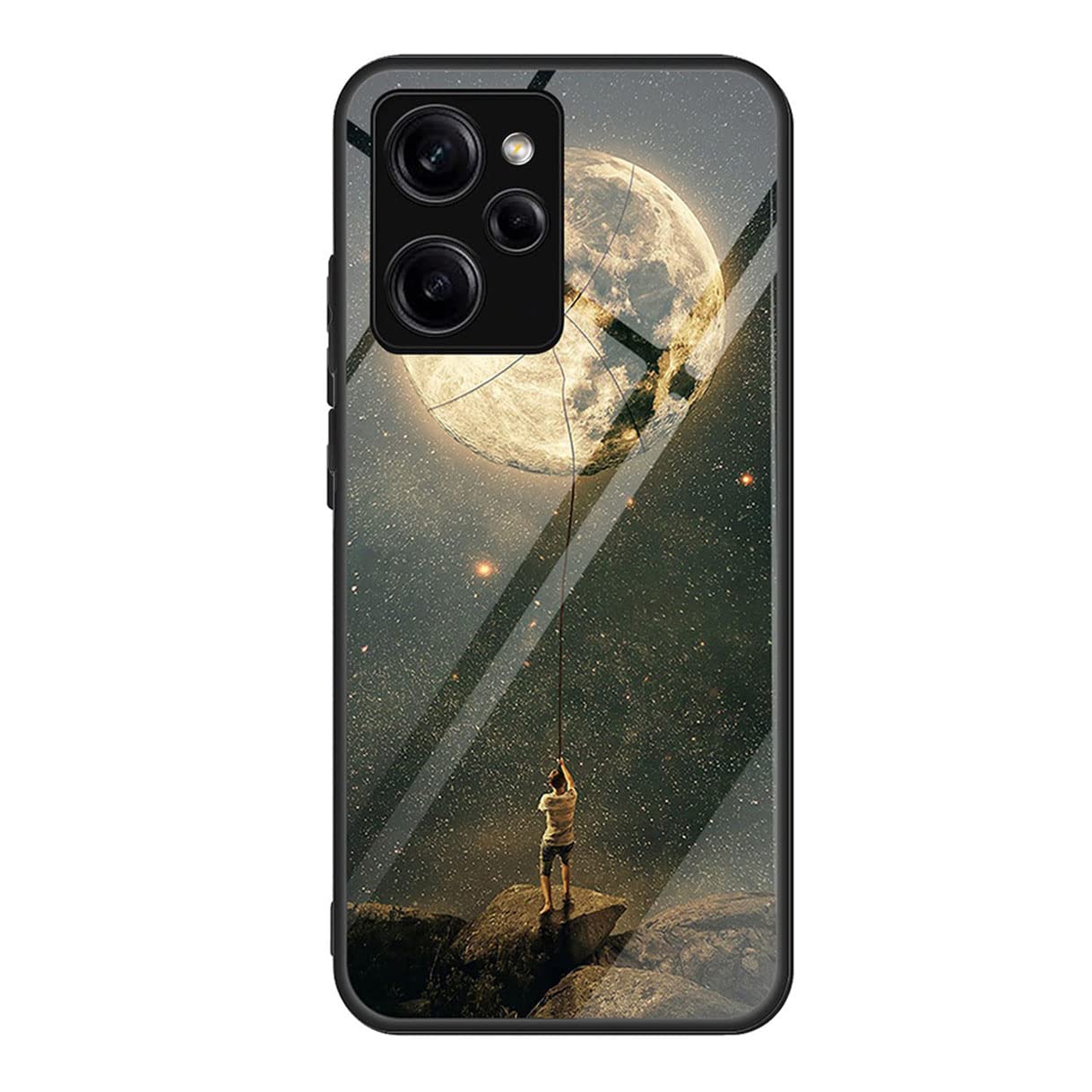 HAOYE ovitek za Xiaomi Poco X5 Pro - TPU ovitek s kaljenim steklom in Moon Chaser vzorcem