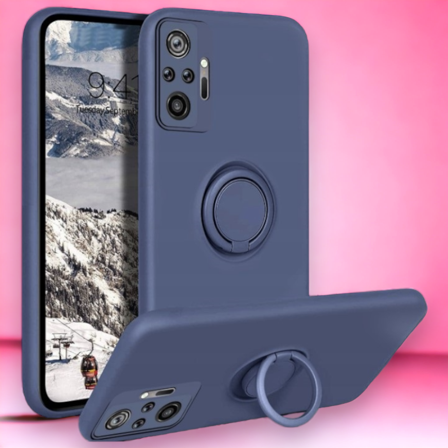 Silikonski ovitek "Silicone Ring" z držalom za Xiaomi Redmi Note 10 Pro - Modra – Vennus – Modra / TPU silikon
