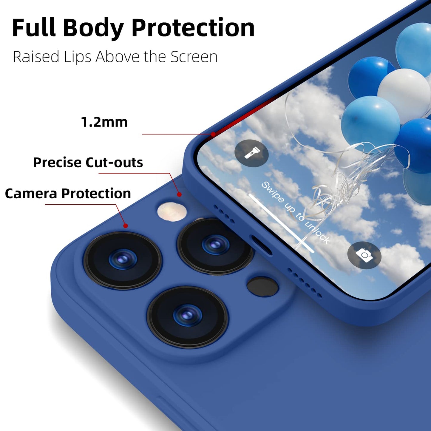 ElestBela silikonska maskica za iPhone 14 Pro – ultra tanka zaštitna maskica s mikrovlaknima (kraljevsko plava)