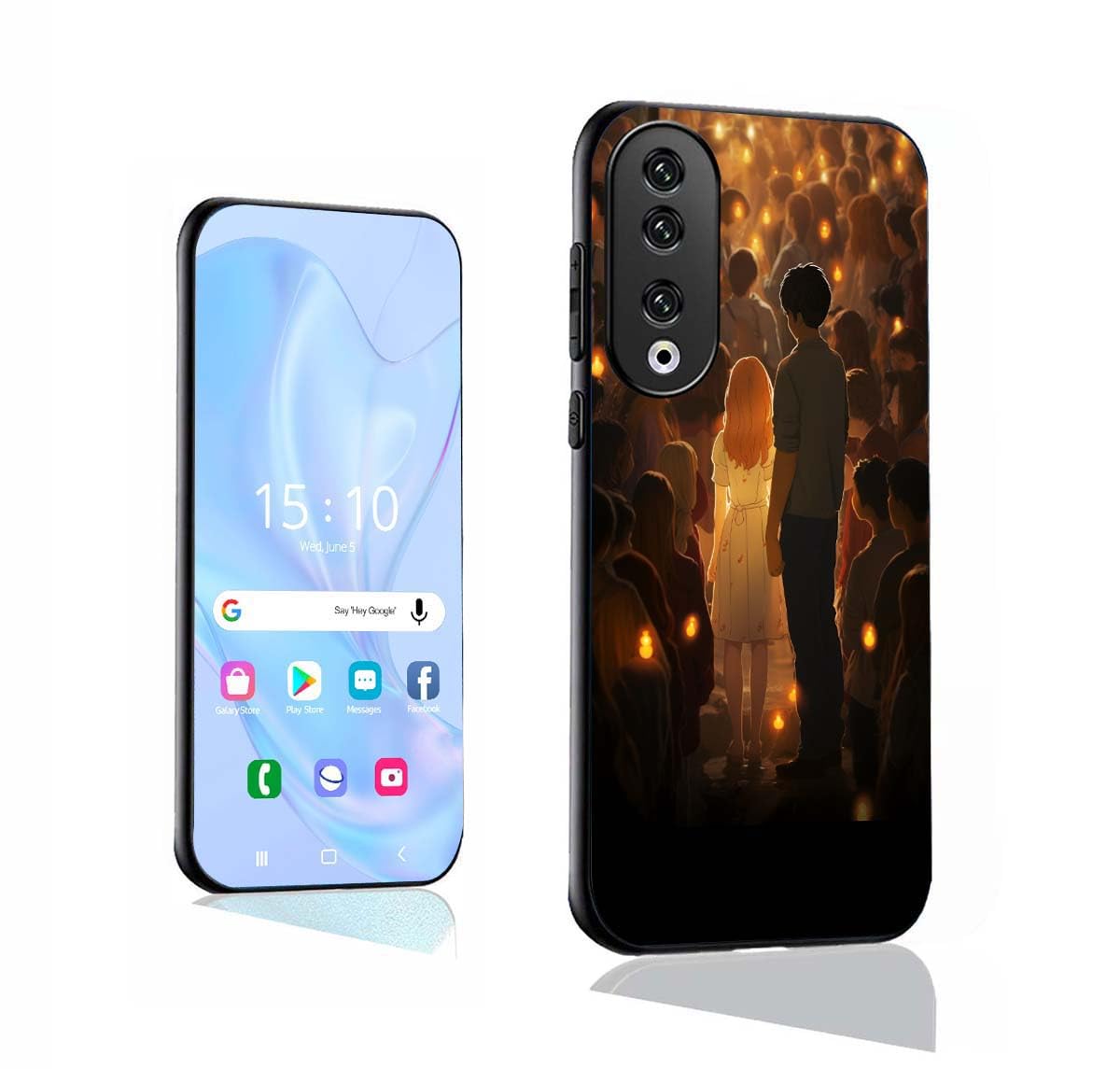 GOKEN Ovitek za Honor 90 5G – TPU Silikonski Ovitek s Kaljenim Steklom in Elegantnim Vzorcem