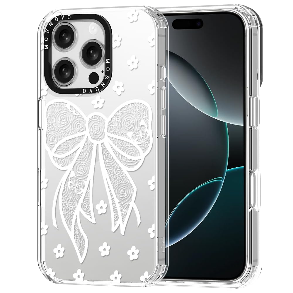 MOSNOVO-ovitek-za-iPhone-16-Pro-Lace-Bow:MOSNOVO ovitek za iPhone 16 Pro – Lace Bow