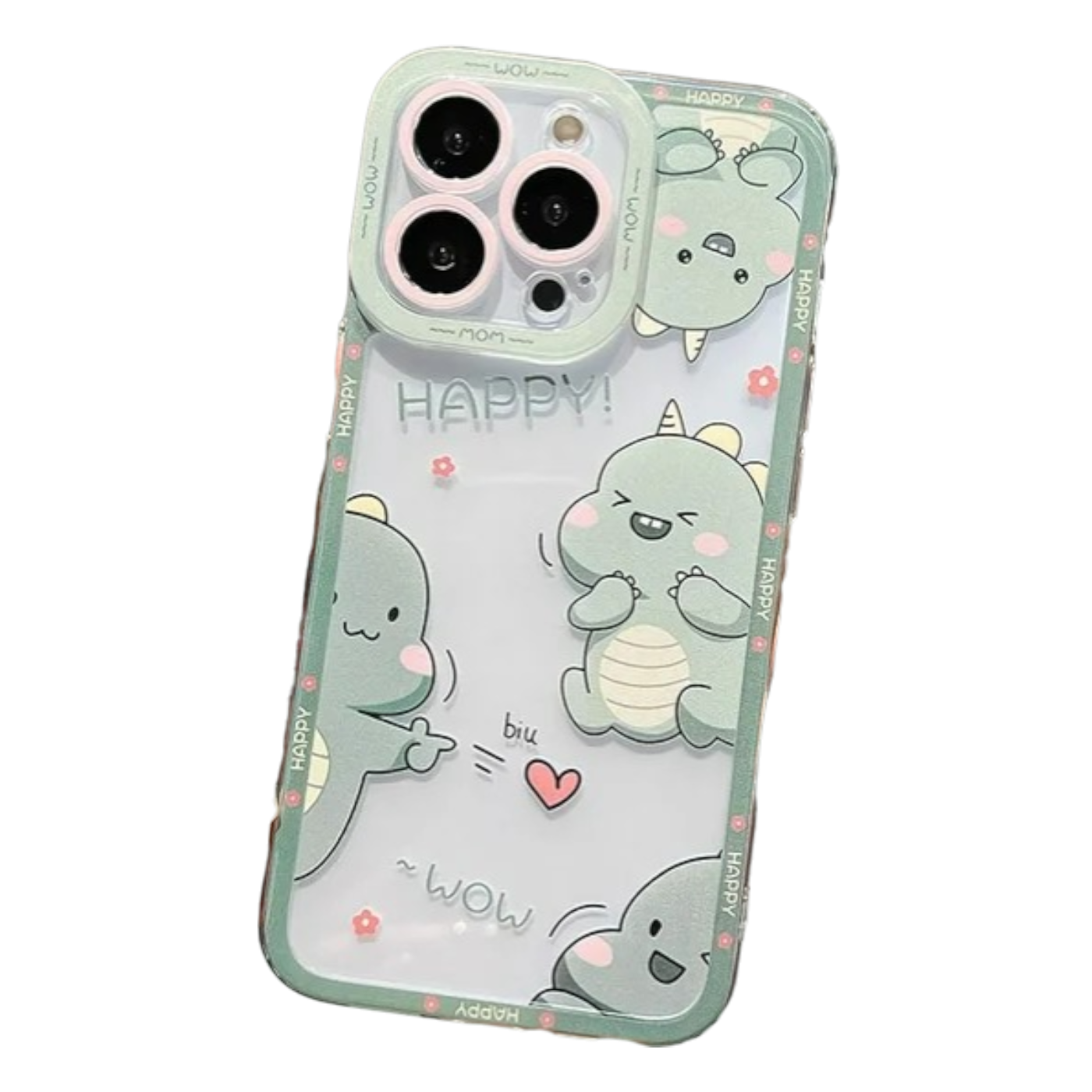 Silikonski ovitek Happy Dino za OPPO Reno 10 Pro zelena – zaščitni etui