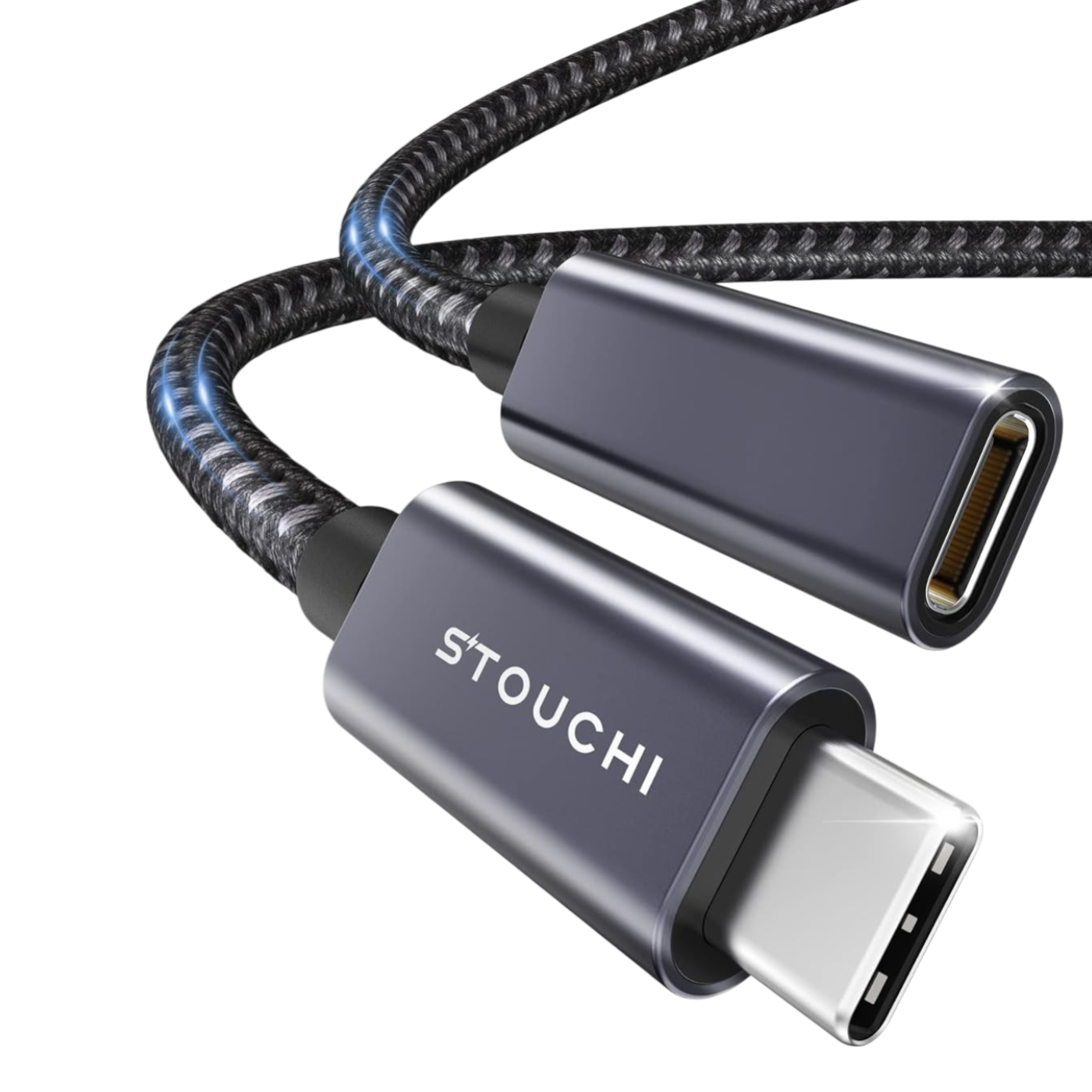 Stouchi USB‑C podaljšek 2m moški ženski kabel bel 2 kosa