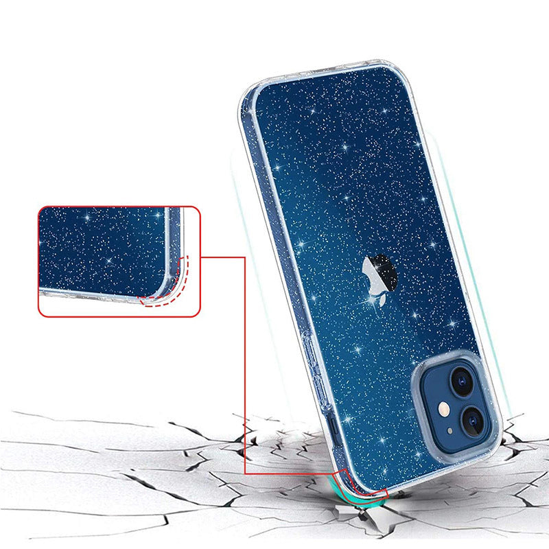 Silikonski ovitek "Crystal Glitter" za iPhone 14 Pro - Srebrna – Infostyle