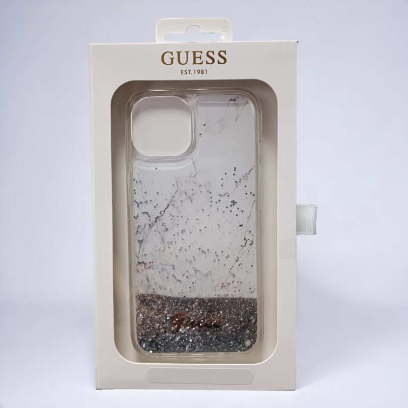 Ovitek Guess "Liquid Glitter Marble" za iPhone 14 Pro (GUHCP14LLCSGSGH)