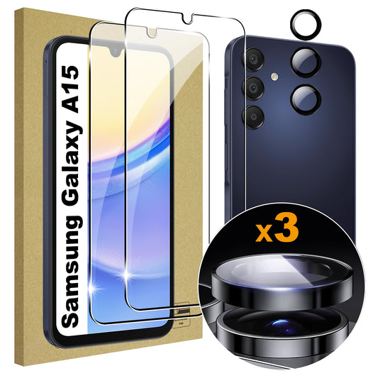 Lemxiee zaštitno staklo 9H za Samsung Galaxy A15 + zaštita kamere (2+1)