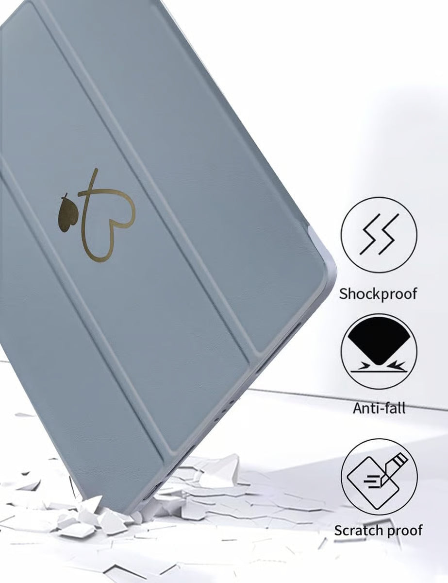 Ovitek za iPad Air 11 M2 2024 / iPad Pro 11 – Prozoren Zadnji Pokrov z Držalom za Pisalo, Sivo-Moder