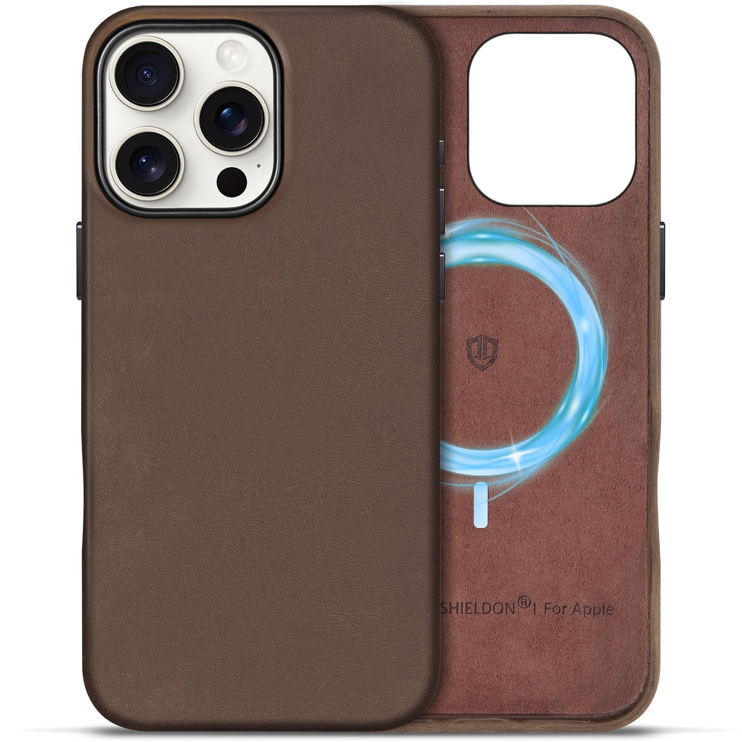 Magnetni usnjeni ovitek SHIELDON za iPhone 16 Pro Max 6,9 palca, rjava barva