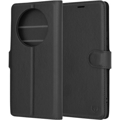 Preklopna torbica za telefon 'Leather Follo' Honor Magic6 Lite, črna – Techsuit