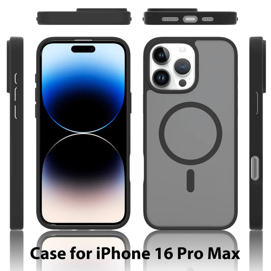 TAURI prozirna mat maskica za iPhone 16 Pro Max – MagSafe, crna