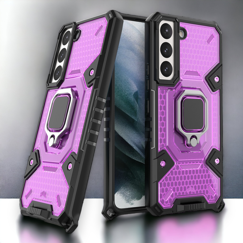 Silikonski ovitek "Honeycomb armor ring" za Samsung Galaxy S22 Plus – Infostyle – Vijolična / PC + TPU silikon