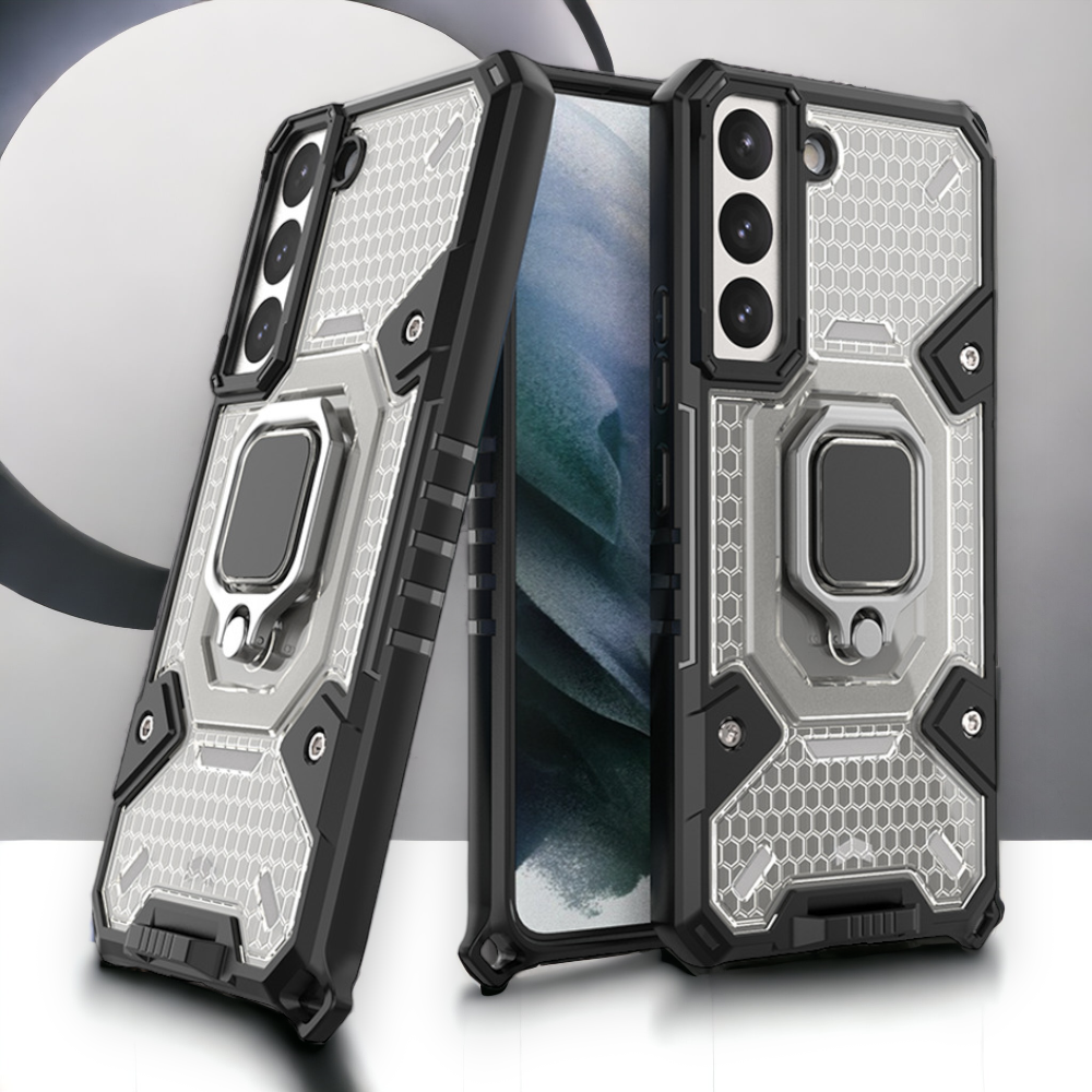Silikonski ovitek "Honeycomb armor ring" za Samsung Galaxy S22 – Infostyle – Temno modra / PC + TPU silikon