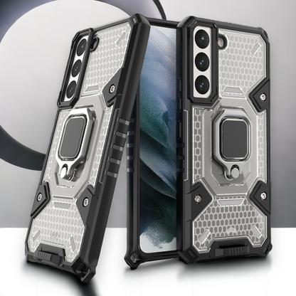 Silikonski ovitek "Honeycomb armor ring" za Samsung Galaxy S22 Plus – Infostyle – Temno modra / PC + TPU silikon