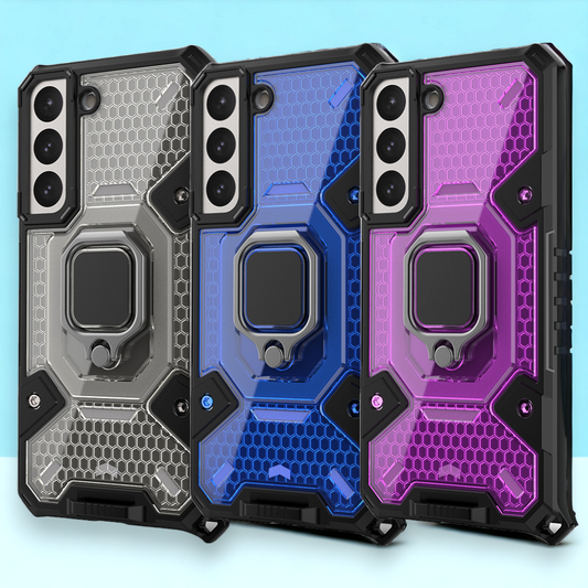 Silikonski ovitek "Honeycomb armor ring" za Samsung Galaxy S22 – Infostyle – Črna / PC + TPU silikon