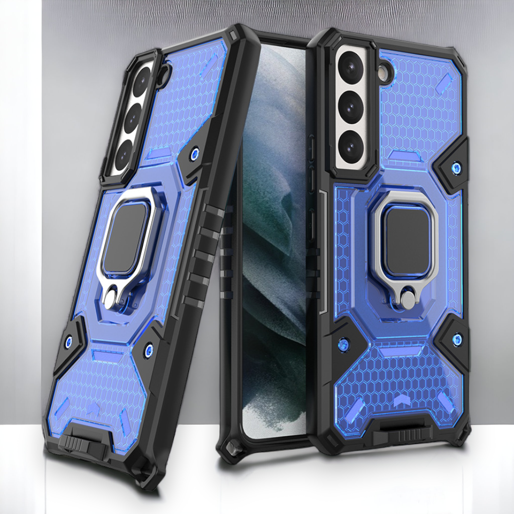 Silikonski ovitek "Honeycomb armor ring" za Samsung Galaxy S22 – Infostyle – Vijolična / PC + TPU silikon