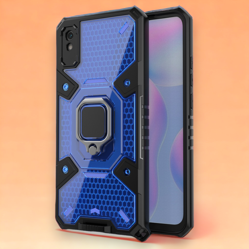 Silikonski ovitek "Honeycomb armor ring" za Xiaomi Redmi 9AT – Infostyle – Vijolična / PC + TPU silikon