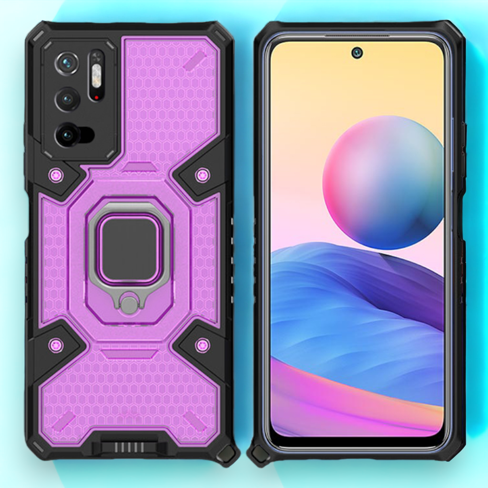 Silikonski ovitek "Honeycomb armor ring" za Poco M3 Pro 5G – Infostyle – Vijolična / PC + TPU silikon