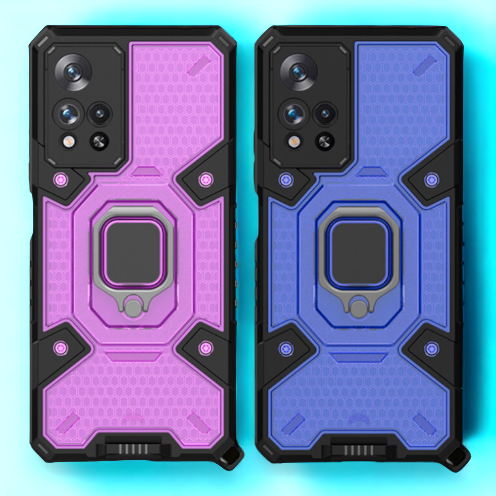 Silikonski ovitek "Honeycomb armor ring" za Xiaomi Redmi Note 11 Pro – Infostyle – Temno modra / PC + TPU silikon