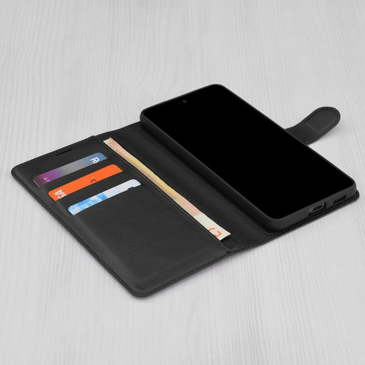 Preklopna torbica za telefon 'Leather Follo' Honor Magic6 Lite, črna – Techsuit
