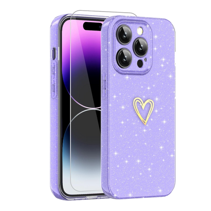 Ovitek za telefon "Glitter Scandi" + zaščitno steklo za iPhone 12 Pro Max – Infostyle – Vijolična