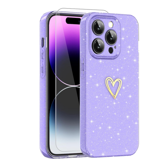 Ovitek za telefon "Glitter Scandi" + zaščitno steklo za iPhone 12 Pro Max – Infostyle – Vijolična