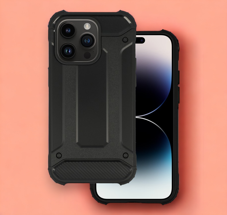 Silikonski ovitek "armor carbon" za iPhone 14 Pro - Črna – Infostyle – Črna / PC + TPU silikon
