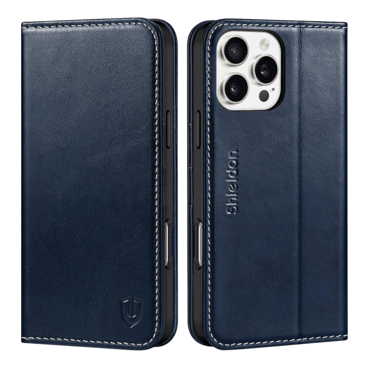 Preklopna torbica za telefon "Shieldon" iPhone 16 Pro Max – Modra