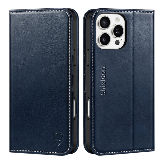 Preklopna torbica za telefon "Shieldon" iPhone 16 Pro Max – Modra