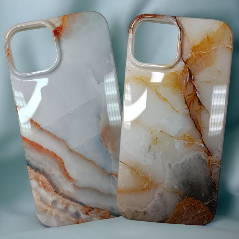 Silikonski ovitek "Marble Stone" za iPhone 14 – Infostyle – Rumena / TPU silikon
