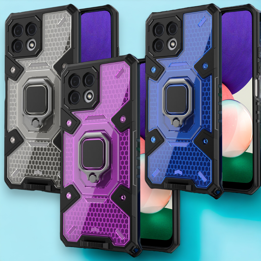 Silikonski ovitek "Honeycomb armor ring" za Samsung Galaxy A22 5G – Infostyle – Črna / PC + TPU silikon