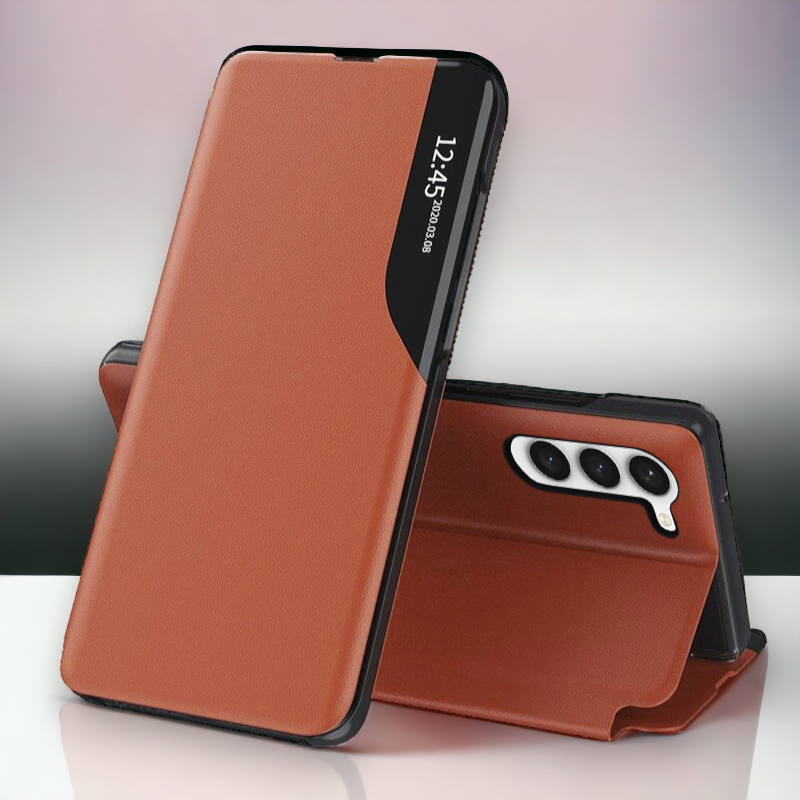 Pametna preklopna torbica za Samsung Galaxy S23 Plus – Infostyle – Oranžna / Ekološko usnje + PC