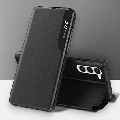 Pametna preklopna torbica za Samsung Galaxy S23 Plus – Infostyle – Temno modra / Ekološko usnje + PC