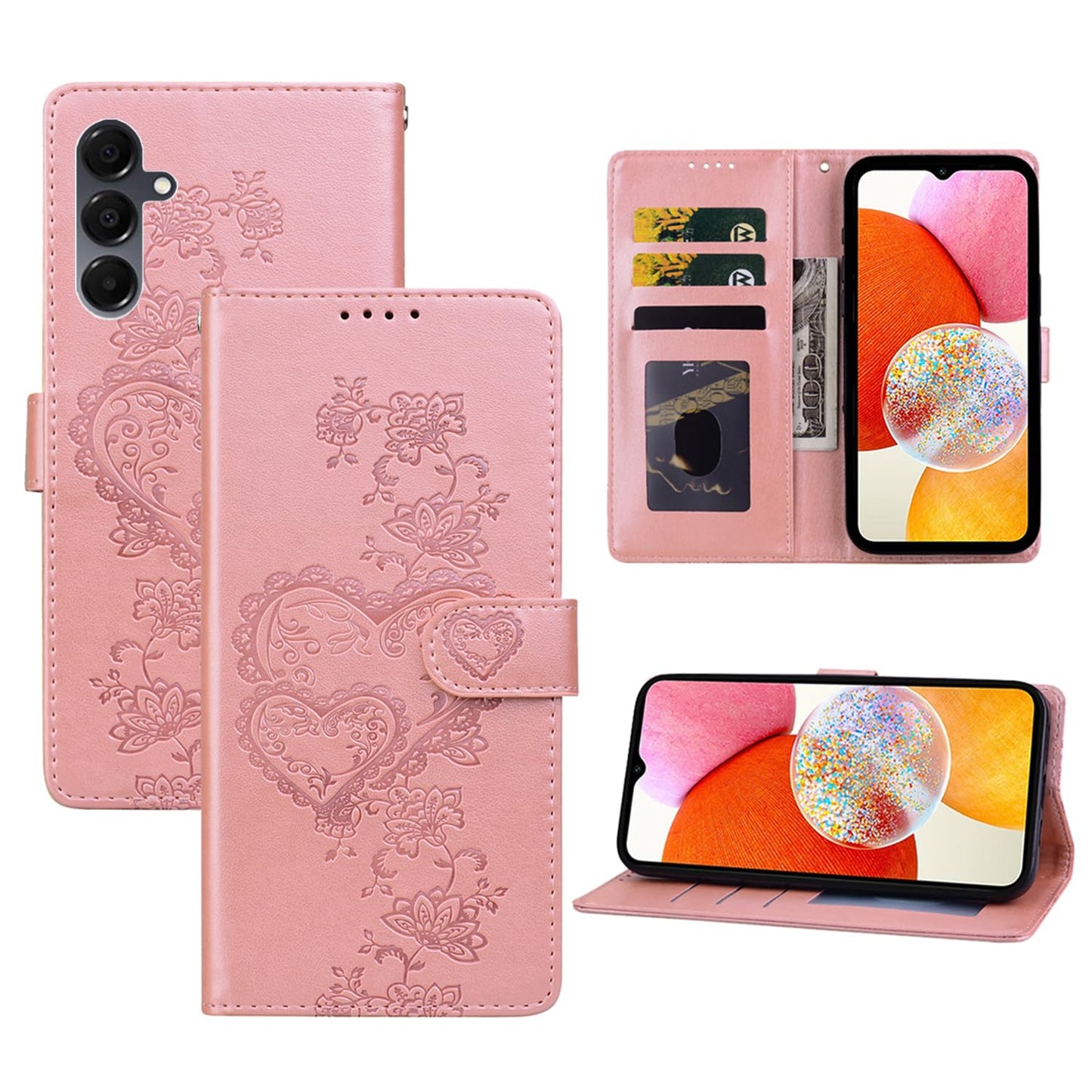 Preklopni-ovitek-za-Samsung-Galaxy-A16-roza-srce:Preklopni ovitek za Samsung Galaxy A16 – roza srce