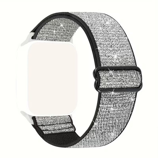 Elastični najlonski pašček (glitter) za Fitbit Versa 2 / Versa Lite SE – srebrna
