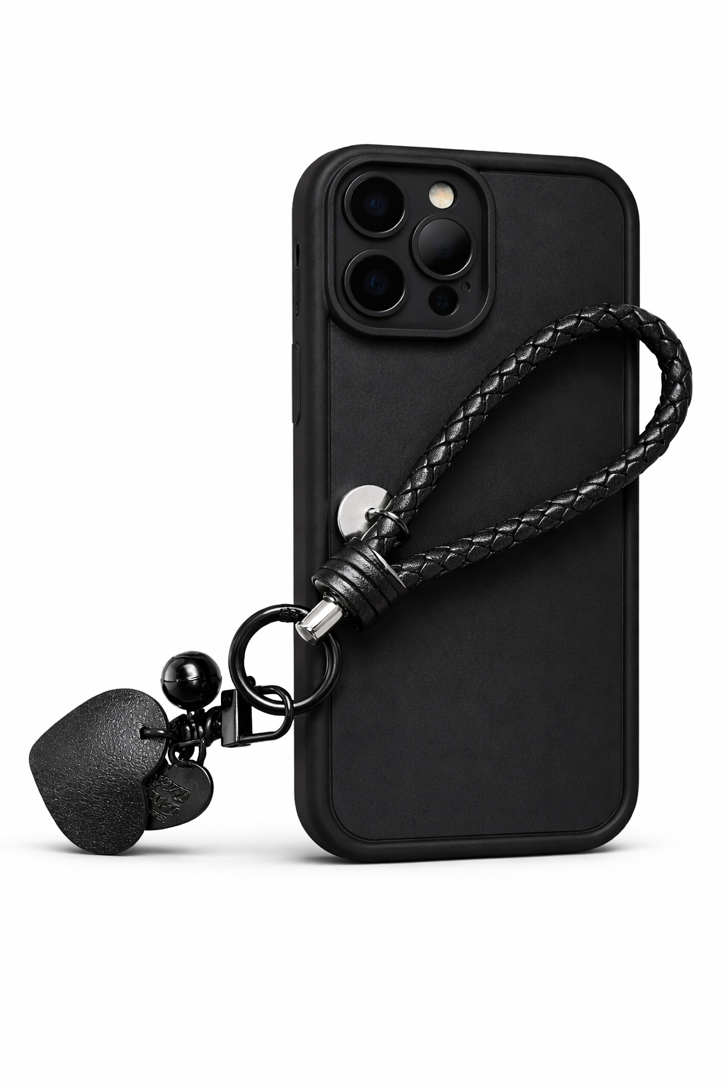 Silikonska maskica s vezicom za iPhone 14 Pro Max – crna, s privjeskom