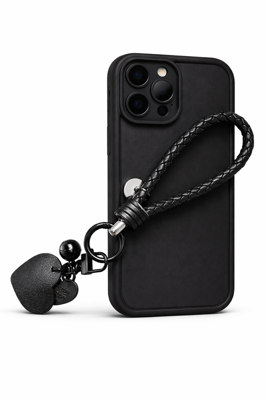 Silikonska maskica s vezicom za iPhone 14 Pro Max – crna, s privjeskom