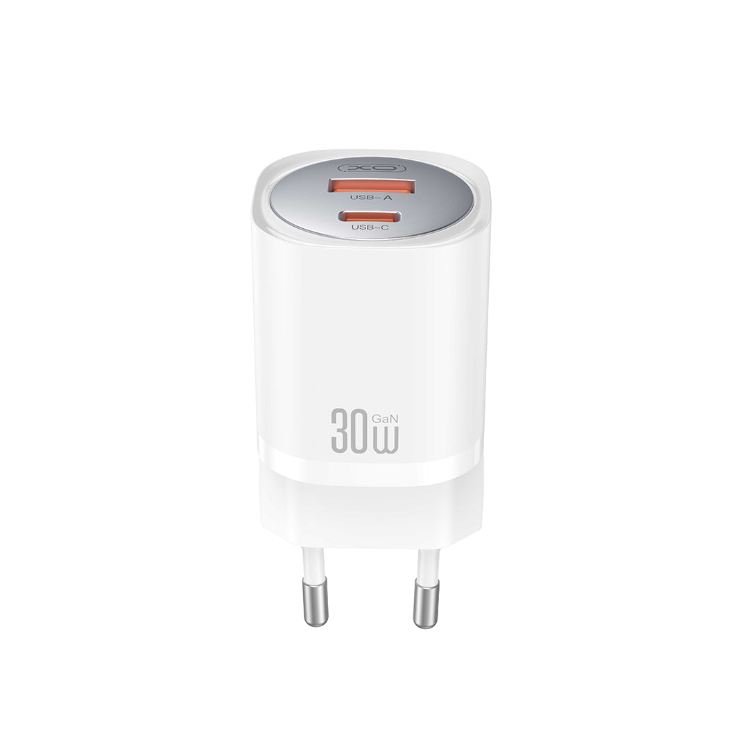 XO CE21 30W stenski polnilnik USB-C USB bel