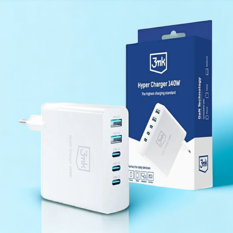 Hišni polnilec za hitro polnjenje - 140W – 3MK – Bela